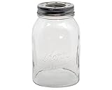 Open Bottom Mason Jar Glass Shade with 1-5/8-Inch Fitter Opening Lighting Lid (RM Quart Kerr Jar, Clear)