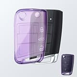 OFFCURVE Schlüsselhülle Transparent Autoschlüssel Hülle, Schlüsselcover Schlüsselgehäuse für VW Volkswagen Golf 7 Variant Polo Tiguan Seat Leon Cupra Skoda Octavia Superb