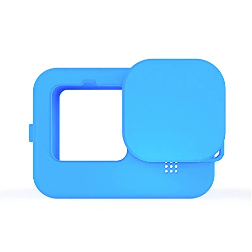 Capa de Silicone Compatível com GoPro Hero 11/10 / 9 Black + Tampa para Lente + Cordão Cor Azul