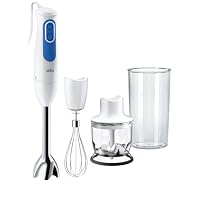 Braun MultiQuick 3 MQ3025WH, PowerBell Plus metal shaft, 2 Speeds, EasyClick System for Accessories, Anti-Splash, 350 ml Chopper, Stainless Steel whisk, 600ml Cup, 700W, White