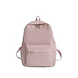 Mochila grande à prova d’água de náilon para universitários – Mochila escolar casual lisa para notebook (002-Rosa)