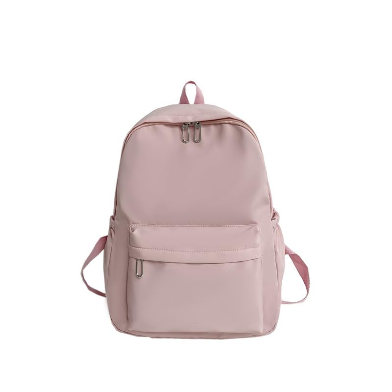 Mochila grande à prova d’água de náilon para universitários – Mochila escolar casual lisa para notebook (002-Rosa)