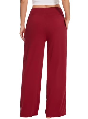 Image of LOCUBE Women's Pajama Pants, Soft Comfy High-Waist Wide-Leg Lounge Pants with Drawstring and Pockets