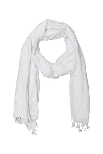 Image of Solid Sequin Stole with Tassels for Women & Men - Soft Lightweight Rayon Fabric | Available in 10+ Colours | 70 x 180 cm