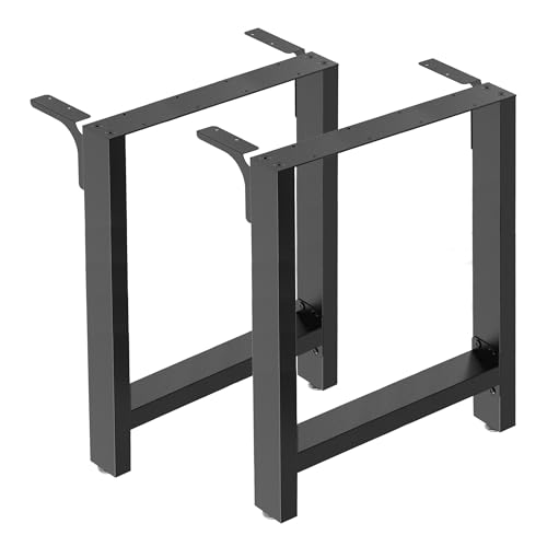 WilTec Pieds de Table en Profil carré - 600 x 240 x 720 mm - Couleur Noire - en Acier - avec Revêtement par Poudre - Piètement Support de Bureau Réglable...