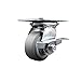 Heavy Duty Large Top Plate Thermo Rubber Flat Tread Swivel Caster w/Main. Free Bearings and 4" x 2" Gray Wheel & Side Lck Brake - 300 lbs Capacity/Caster - Service Caster Brand