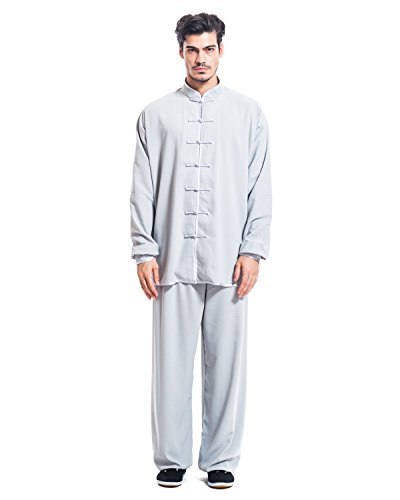 ICNBUYS Kung Fu Tai Chi Uniforme Algodón Seda L Gris