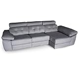Sofá Chaise Longue Derecho Con Asiento Deslizante Extralargo. Sofá 2 Plazas + Cheslong con Arcón en el Chaiselongue. Color 40 Gris Claro Medida 240cm de ancho Modelo OCEAN