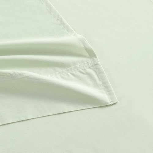 Image of Martha Stewart - Queen Size Sheets Set, Crisp & Tailored Cooling Sheets w /a Naturally Smooth Cotton Percale Lightweight Feel - Matching Pillowcases & Fitted Sheet (Skylands Solid Green)