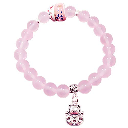 Bijoux en cristal naturel : pendentif chat en chalcédoine rose fait main