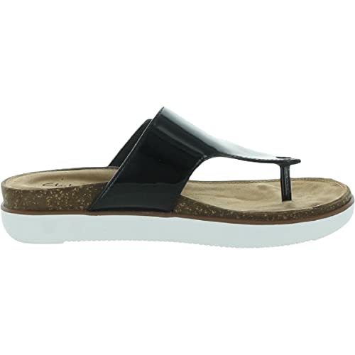 Clarks Women's Elayne Step Flip-Flop, Black Patent Leather, 10 #TOP2