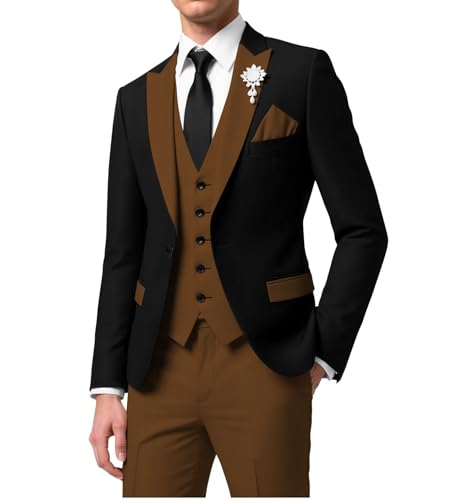 Mens 3 Piece Suit Slim Fit Men Tuxedo Suits Set Formal Business Prom Tuxedos One Buttone Blazer Vest Pants Party3