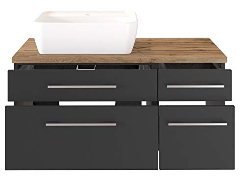 Waschtisch Badschrank Handwaschplatz Unterschrank Waschplatz Badmöbel Davos V Graphit/Grau-Matt