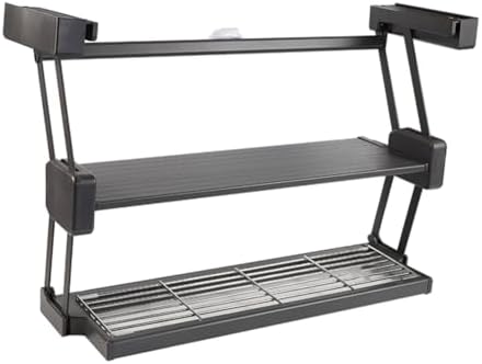 Two-Tier Pull Down Shelf - Space-Saving Folding Storage Rack for Kitchen Pantry, Cabinet Organizer, Adjustable Height, Easy Installation, Maximize Storage Space