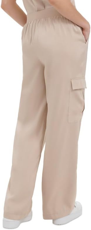 Calvin Klein Women's Satin Cargo Pants (Latte, Large)
