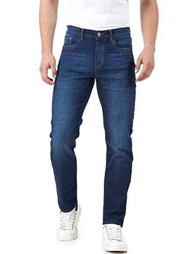Image of INKD Men's Regular Fit Jeans - Mid-Rise | Cotton Blend | Stretchable Fabric | Classic 5 Pocket Styling | Men's Bottomwear (Available in Plus Sizes)