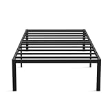UNIPEAK Twin Bed Frames with Underbed Storage Space, Metal Heavy Duty Mattress Foundation, Easy Assembly, No Box Spring Needed, Black, 14 Inch Height