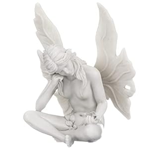 Design toscano gazing secret garden fairy woman statue figurine 7 inches wide 10 inches tall cast stone resin antique stone finish  urban country home decor