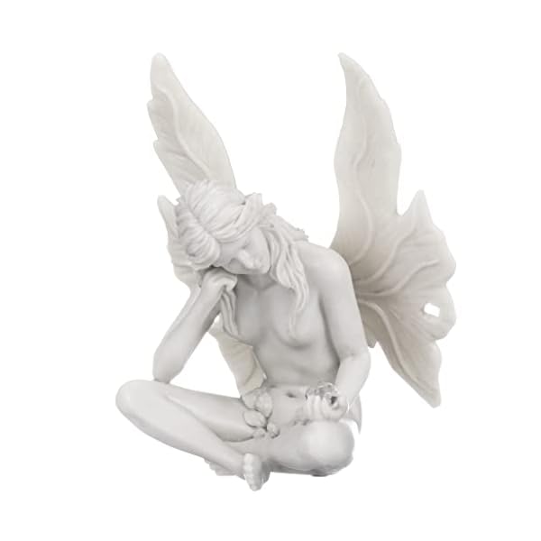 Design toscano gazing secret garden fairy woman statue figurine 7 inches wide 10 inches tall cast stone resin antique stone finish  urban country home decor