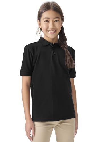 Image of Classroom School Uniforms for Boys and Girls Short Sleeve Pique Polo | Unisex Youth Shirt, Matching Ribbed Collar, Banded Sleeves, Three-button Placket, Comfortable Fit, School Uniform Essential