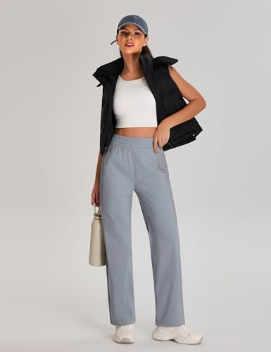 BMJL Womens Black Travel Hiking Pants Work Dress Business Causal Pants Wide Leg Lightweight Fall Trousers