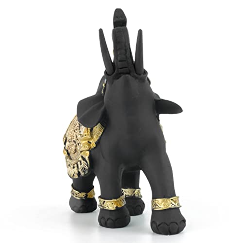 TRANSGOOD Lucky Elephant Statue - Feng Shui Decor, 5.5 Inch Small Home Decoration (Black)