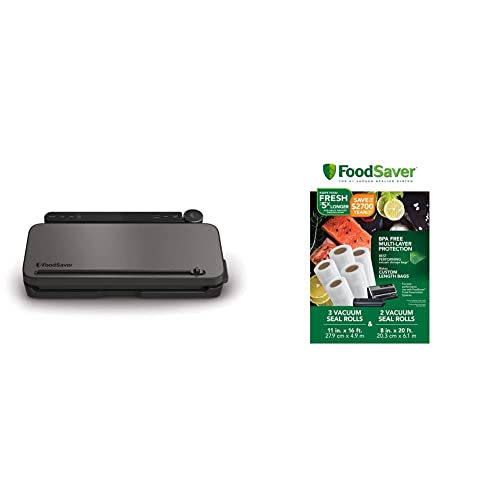 FoodSaver VS3150 Multi-Use Vacuum Sealing & Food Preservation System, Charcoal Stainless Steel, Black & 8