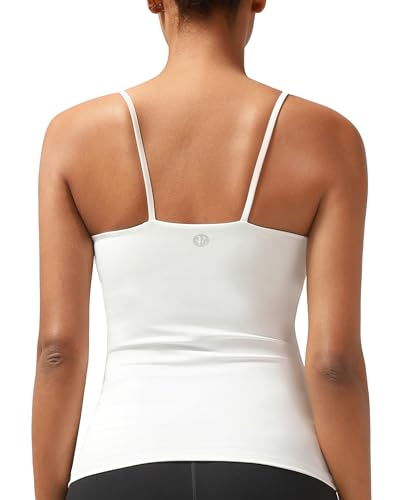 Image of RUNNING GIRL Workout Tank Tops for Women Built in Shelf Bras Padded,Sleeveless Gym Tops Athletic Yoga Shirts(BX3029 White L)