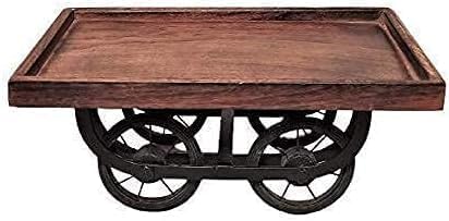 RK NAUTICAL INSTRUMENT Carrito rústico de madera con ruedas, 40,6 x 25,4 cm, color marrón