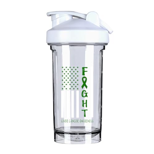 Breast Cancer Warrior Support Squad Liver Cancer Awareness 18 Ounce Shaker Cup,Fashion Theme Pattern Shaker Bottle Leak-proof Workout Shake Bottles 500ML/18 oz Perfect for Pre Workout