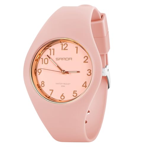 AOOSU Montre pour Femme avec Bracelet en Silicone, Montre de Sport Analogique Etanche Montres Femme Analogique Quartz Grand Cadran Facile à Lire, Tendance,...
