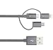 Produktbild SKROSS 3in1 Kabel - mit Lightning Connector, Micro USB und USB C für iPhone/iPad/Samsung/Huawei etc. - 1m Länge - Apple zertifiziert, Grau