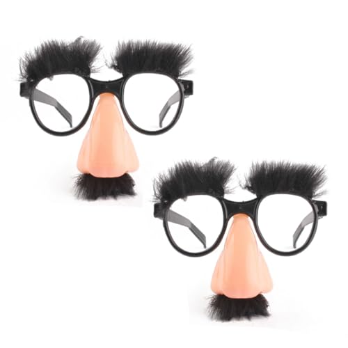 OUDQFCJ Gafas divertidas con nariz grande,cejas y bigote (2 piezas),gafas de plástico sin graduación para adultos,accesorio para bromas,carnaval,fiestas temáticas y eventos de mal gusto