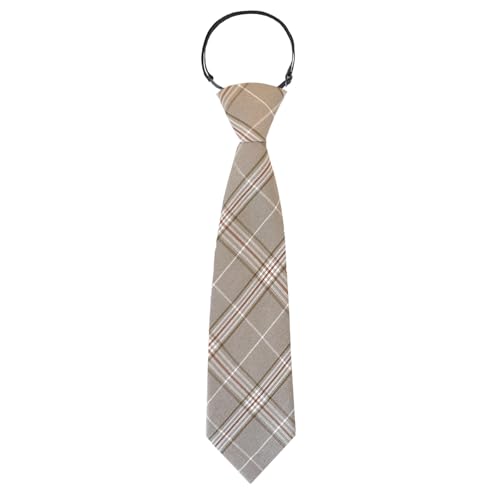 Mantieqingway Boys Tie, Pre-tied Adjustable Kids Plaid Neckties Toddler Ties for Graduation Uniforms Party Casual(Age 5-12) (Brown)