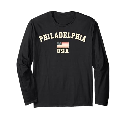 Vintage Philadelphia USA Bandiera americana Cool Souvenir Retro Maglia a Manica