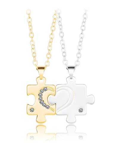 LOZTBUE 1 paio di collane puzzle dell'anima gemella, regalo romantico per coppie, unisex, collana a forma di cuore
