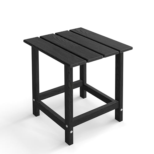 Kromax Outdoor Side Table, Adirondack Square Patio Table, Easy Maintenance & Weather Resistant, HDPE End Table for Backyard, Pool, Patio, Porch, Black