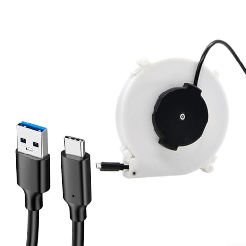 Carrete de cable de carga retráctil automático portátil para dispositivos Android tipo C, organizador de cables de viaje de 1,2 m/3 m de longitud (1,2 m)