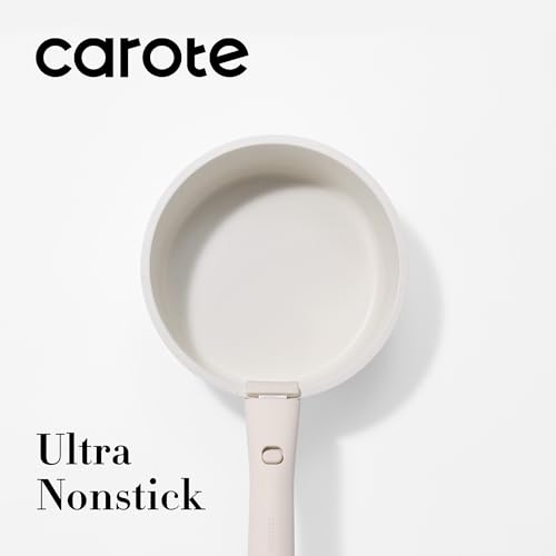 Image of CAROTE 6pcs Nonstick Sauce Pan Sets with Lid 3 Sizes（1.5QT, 2QT & 3QT）, Non Stick Cooking Pot with Detachable Handle, Kitchen Sauce Pots Induction Pot, PFOA FREE, Dishwasher Safe, Cream White