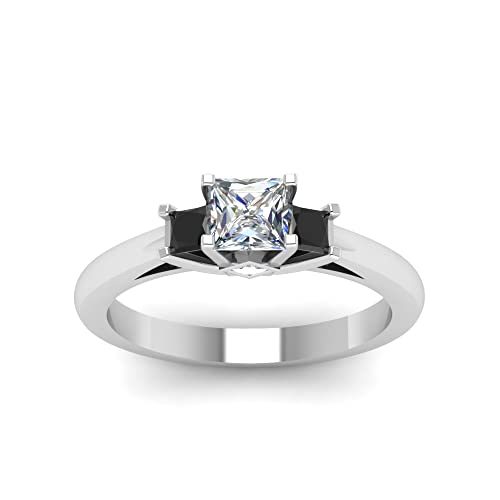 Bague de fiançailles diamant trois pierres princesse en argent sterling taille 47 à 70