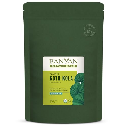 Banyan Botanicals Gotu Kola Powder Organic Brahmi (Centella Asiatica) Calming Nootropic Herb for Nervous System Support & Healthy Skin* 1 lb. Non-GMO Sustainably Sourced Vegan