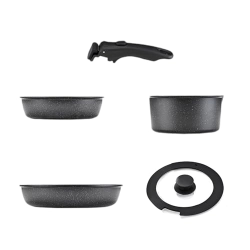 Juego de ollas y sartenes desmontables que ahorran espacio para cocina, utensilios de cocina antiadherentes, accesorios de cocina para el hogar