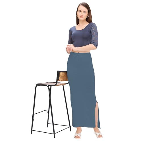 Image of DESI GIRL Cotton Lycra Stretchable Saree Shapewear Petticoat with Drawstring for Women | Fishcut Saree Petticoat with Side Slit for Easy Movement | Saree Shaper | Long inskirt