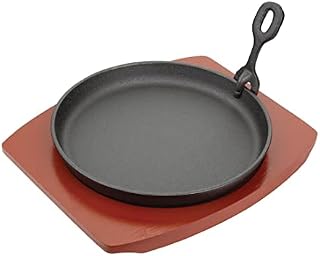 Olympia Cast Iron Round Sizzler with Wooden Stand 220mm Serving Dish