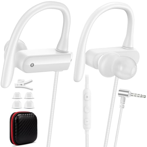 Wired Over Ear Earbuds with Microphone Ear Hook,3.5mm Sport Headphones Wired for...
