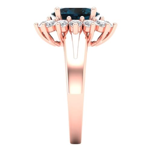 Clara Pucci 2.36ct Oval Cut Solitaire accent Halo Natural London Blue gemstone Designer Anniversary Bridal Engagement Ring 14k Rose Gold - Image 4