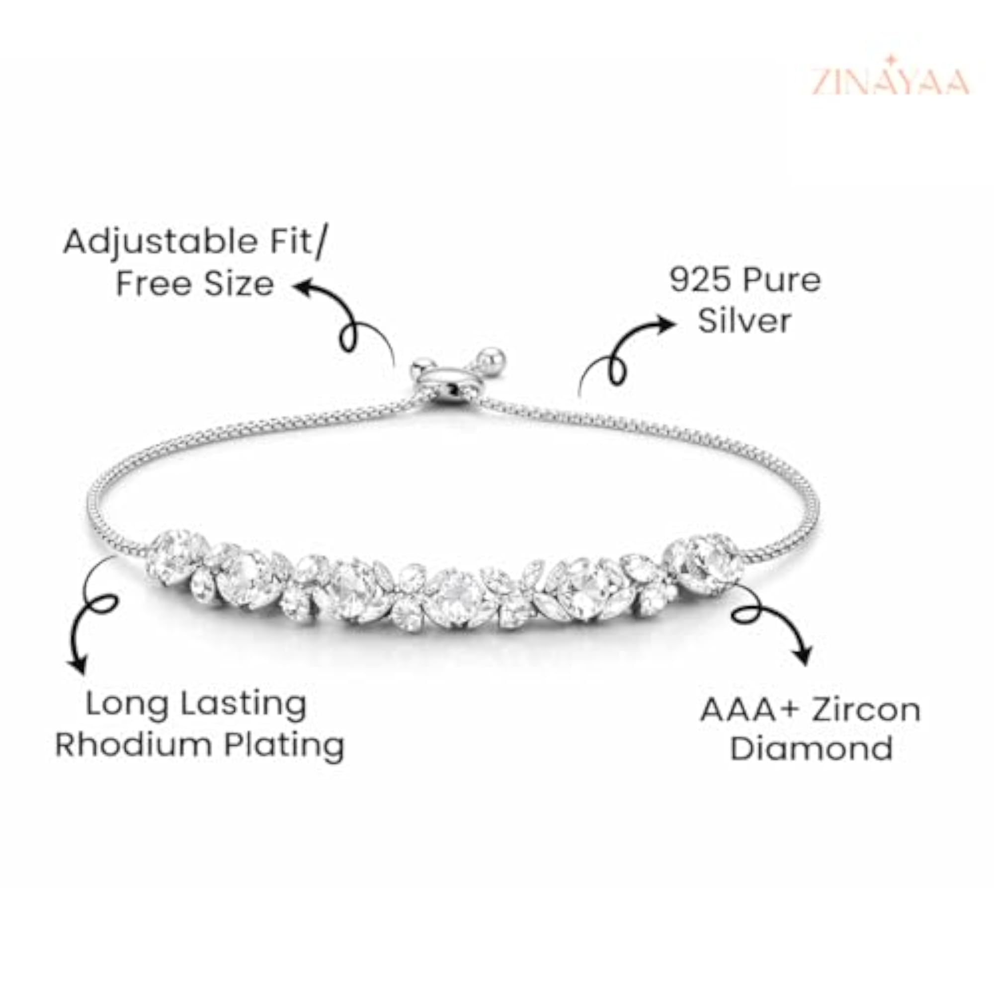 Women's 925 Sterling Silver Luminous Bloom Adjustable Bracelet