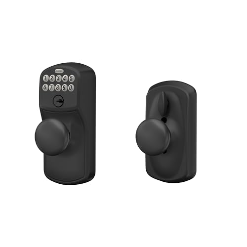 Schlage Electronic Keypad Lock, Lever Handle, Plymouth Trim, Matte Black - image 8