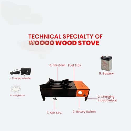 Image of Metal Smokeless Cooking Stove with Charging Facility | Lightweight Portable Biomass Chulha for Indoor & Outdoor Use | Wood Burning Eco-Friendly Stove with Strong Build