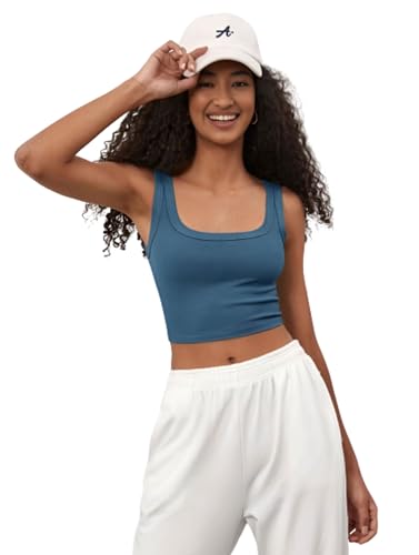 Image of Ben Martin Women's Cotton Stretchable Square Neck Sleeveless Tank Top
